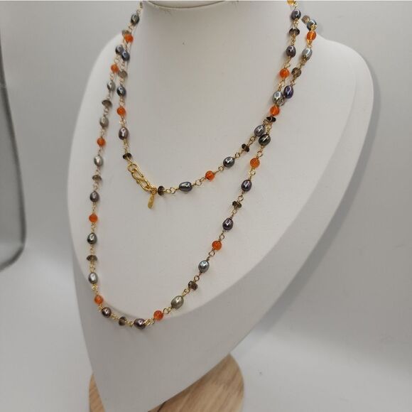 Aprique 22k Sterling Silver Bead Strand 36" Necklace - Picture 3 of 6